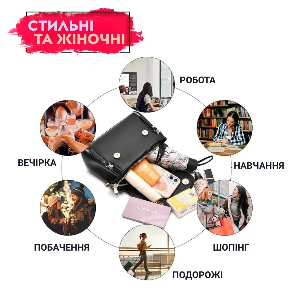 Жіноча сумка через плече з гаманцем-котиком 2в1